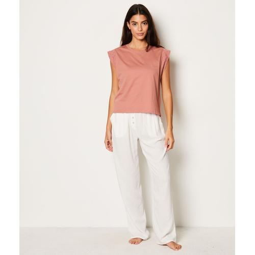 Pantalon lin blanc clearance femme